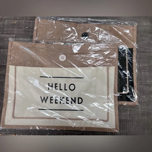 Hello Weekend Burlap Tote - Picture 1 of 2